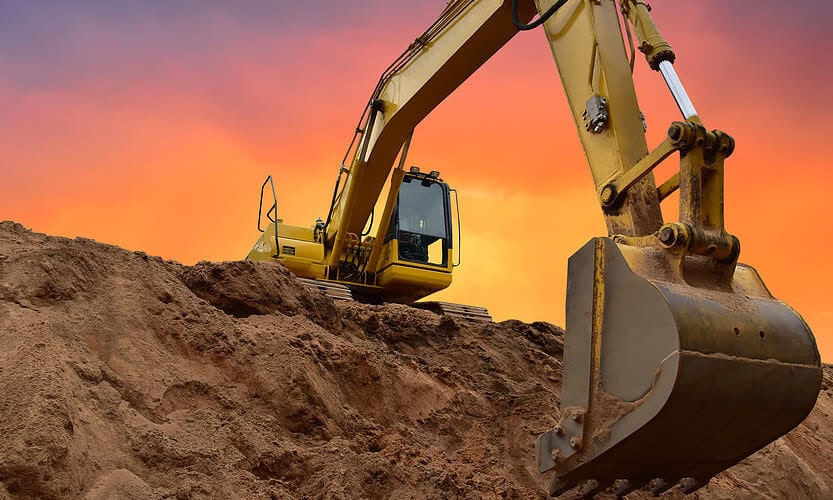 working excavator